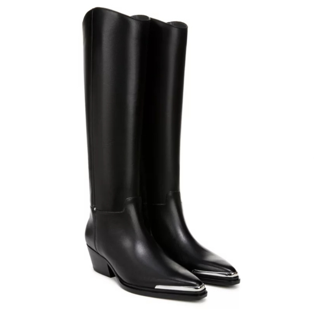 Franco Sarto $270 Billie Boots Leather Stud Designer Knee High Winter Rain #88